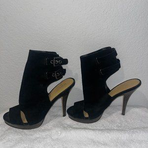 Coach, Black Suede, Open Toe Shoe. Size 7